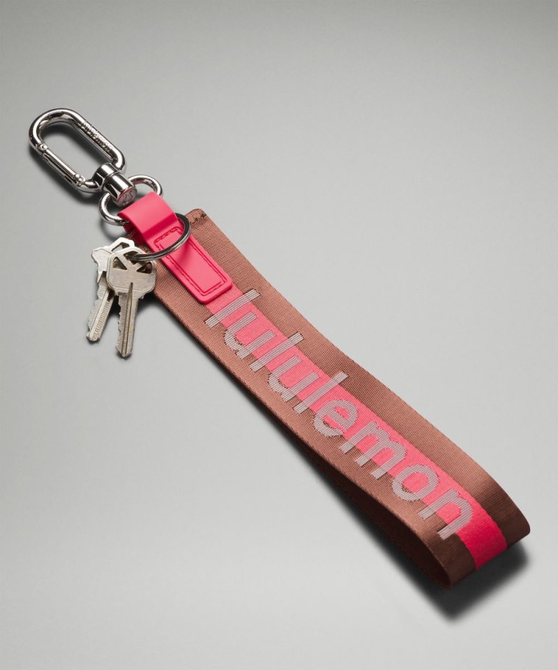 Lululemon Never Lost Keychain *Wordmark Ancient Copper / Glaze Pink / White Online Outlet Sale