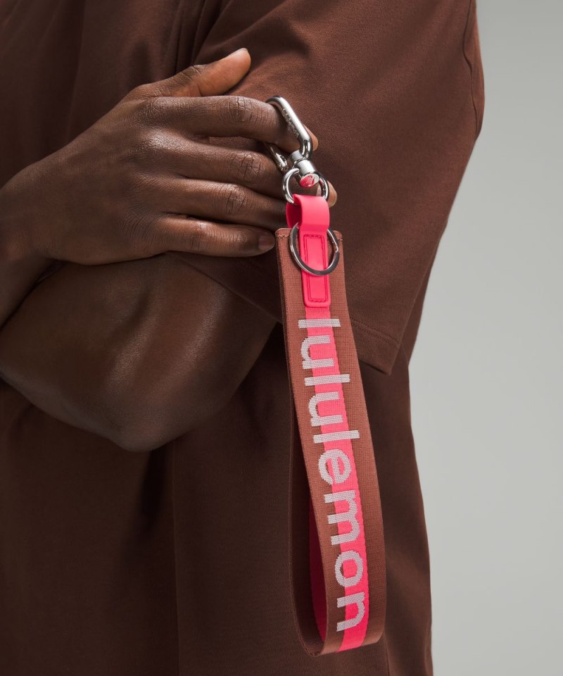 Lululemon Never Lost Keychain *Wordmark Ancient Copper / Glaze Pink / White Online Outlet Sale