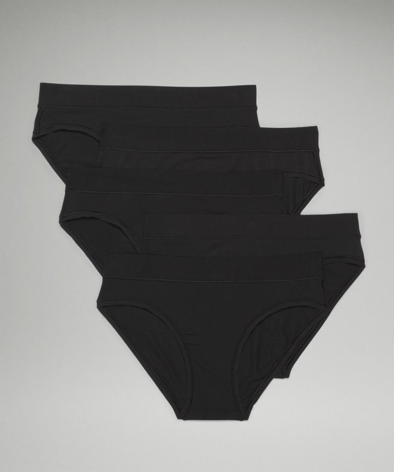 Lululemon UnderEase Mid-Rise Bikini Underwear *5 Pack Black Online Outlet Sale