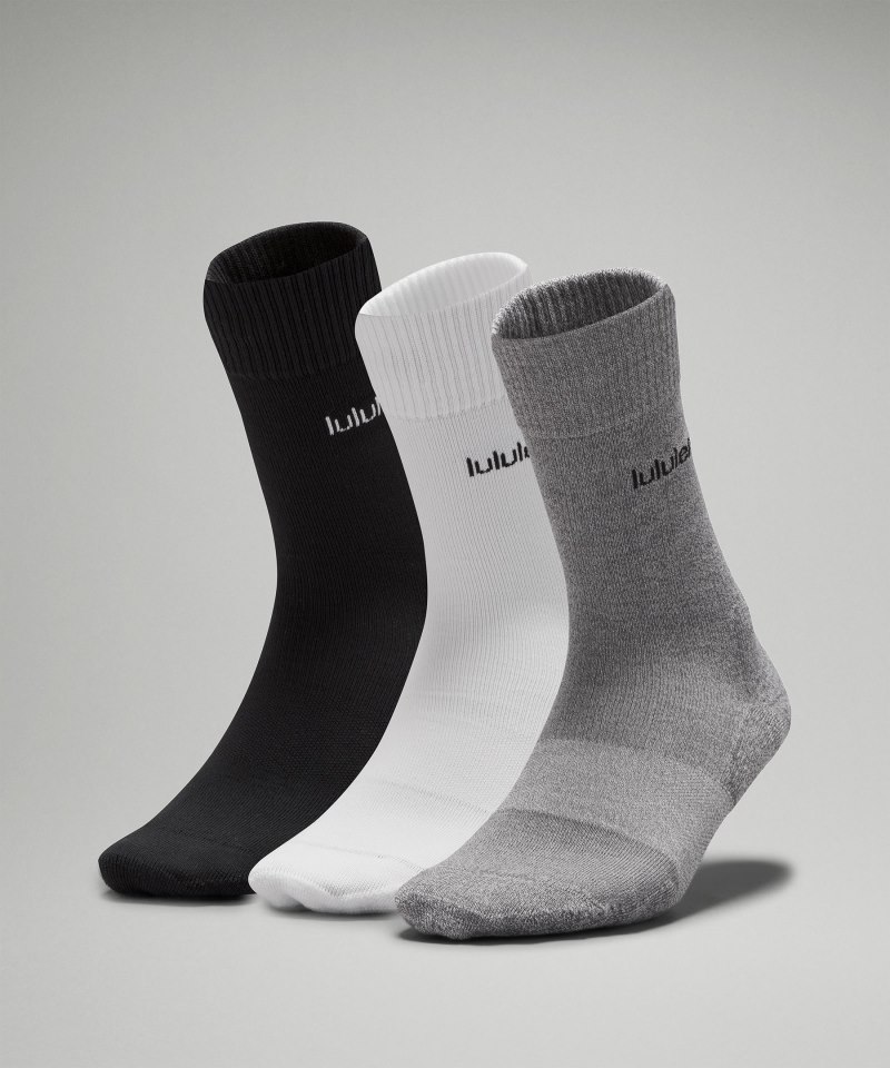 Lululemon Women's Daily Stride Comfort Crew Socks *3 Pack White / Heather Grey / Black Online Outlet Sale