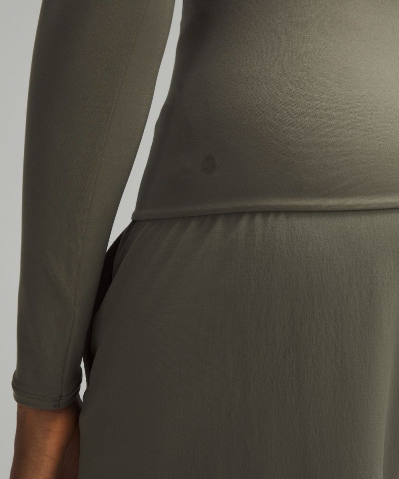 Lululemon Wundermost Ultra-Soft Nulu Crewneck Long-Sleeve Shirt Army Green Online Outlet Sale