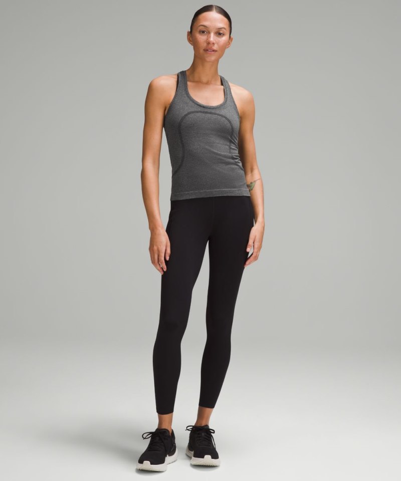 Lululemon Swiftly Tech Racerback Tank Top 2.0 *Race Length Spandex Stripe Black / White Online Outlet Sale