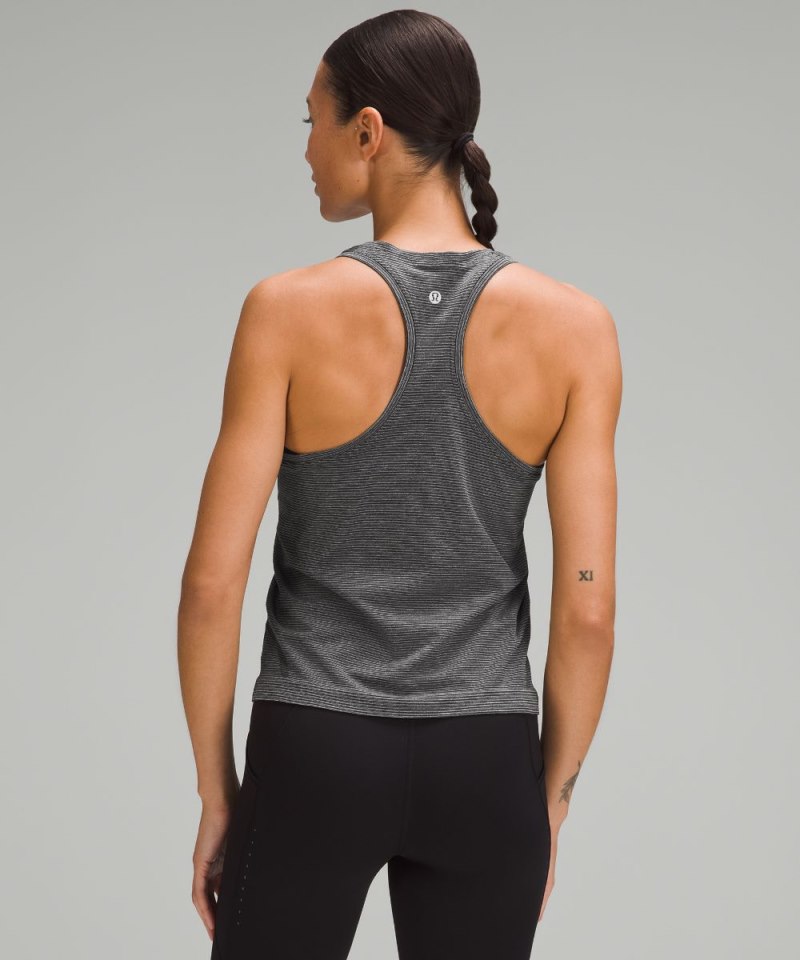 Lululemon Swiftly Tech Racerback Tank Top 2.0 *Race Length Spandex Stripe Black / White Online Outlet Sale