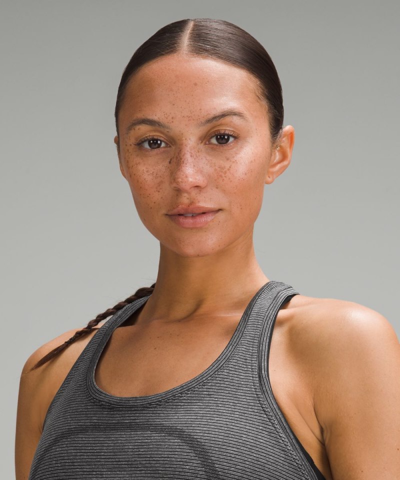 Lululemon Swiftly Tech Racerback Tank Top 2.0 *Race Length Spandex Stripe Black / White Online Outlet Sale
