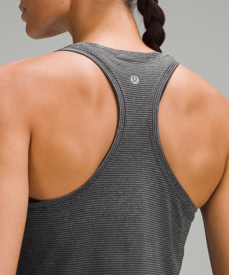 Lululemon Swiftly Tech Racerback Tank Top 2.0 *Race Length Spandex Stripe Black / White Online Outlet Sale