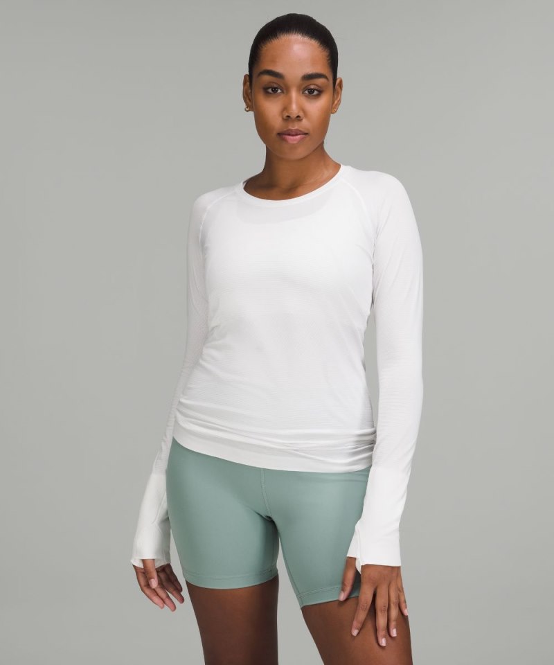 Lululemon Swiftly Tech Long-Sleeve Shirt 2.0 *Hip Length White / White Online Outlet Sale