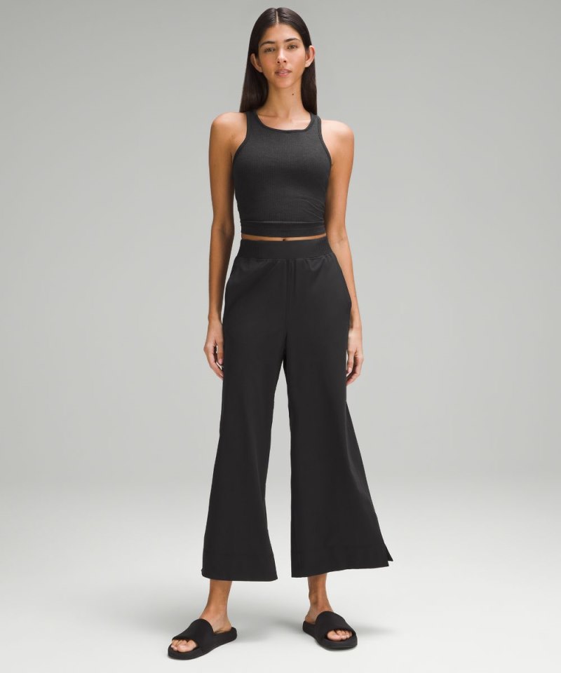 Lululemon Stretch Woven High-Rise Wide-Leg Cropped Pant Black Online Outlet Sale