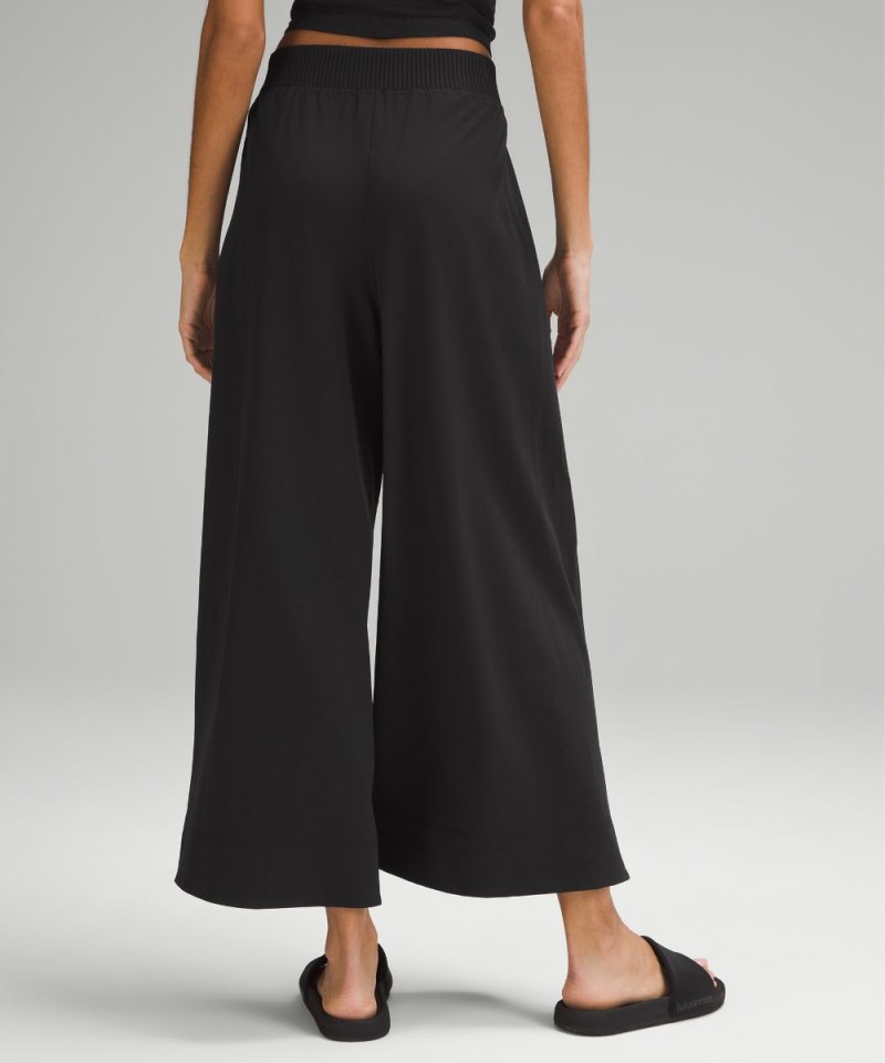 Lululemon Stretch Woven High-Rise Wide-Leg Cropped Pant Black Online Outlet Sale