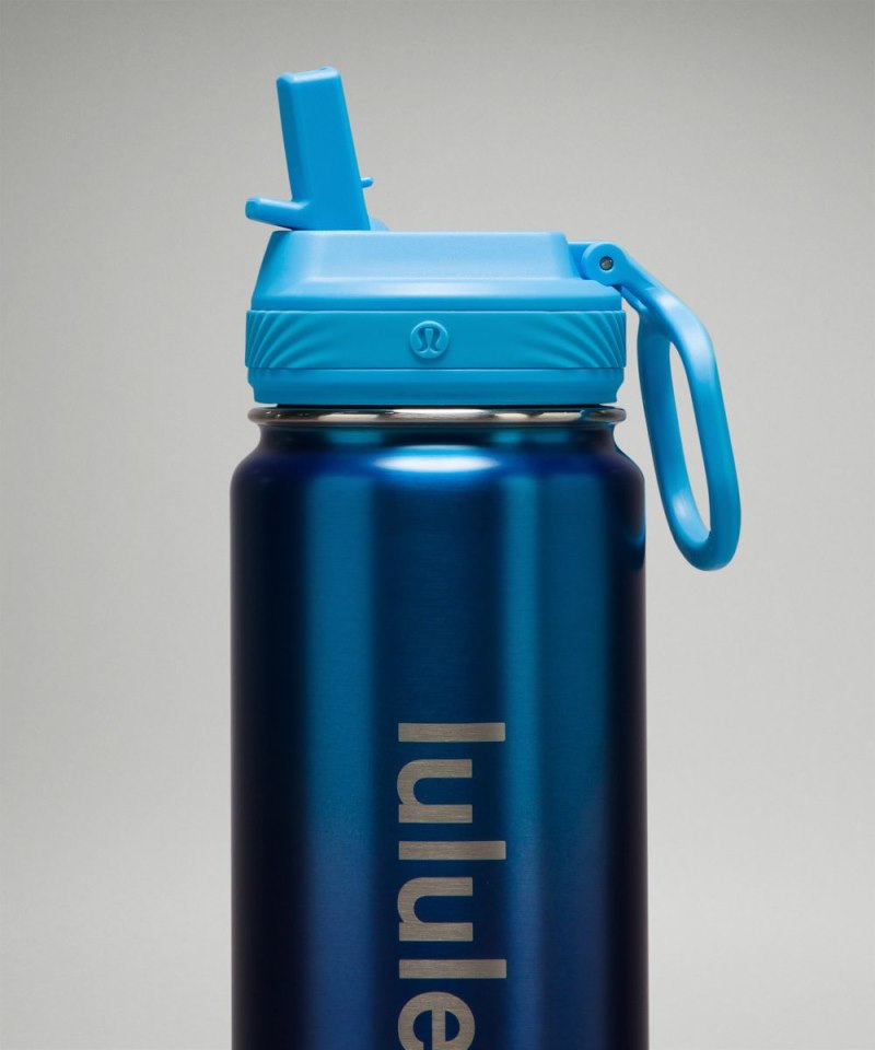 Lululemon Back to Life Sport Bottle 24oz *Straw Lid Kayak Blue Light / Oasis Blue / Black Online Outlet Sale