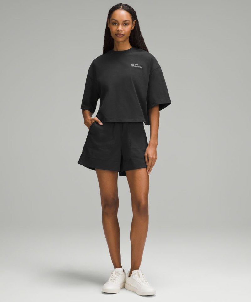 Lululemon Brushed Heavyweight Cotton Cropped Crew T-Shirt Black Online Outlet Sale