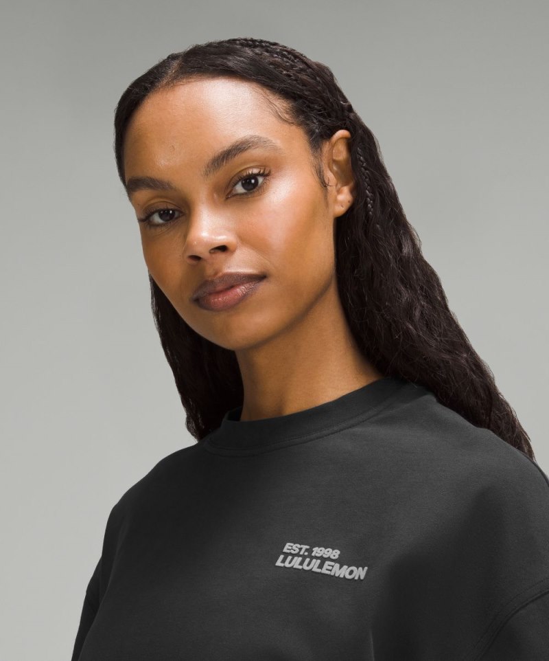 Lululemon Brushed Heavyweight Cotton Cropped Crew T-Shirt Black Online Outlet Sale