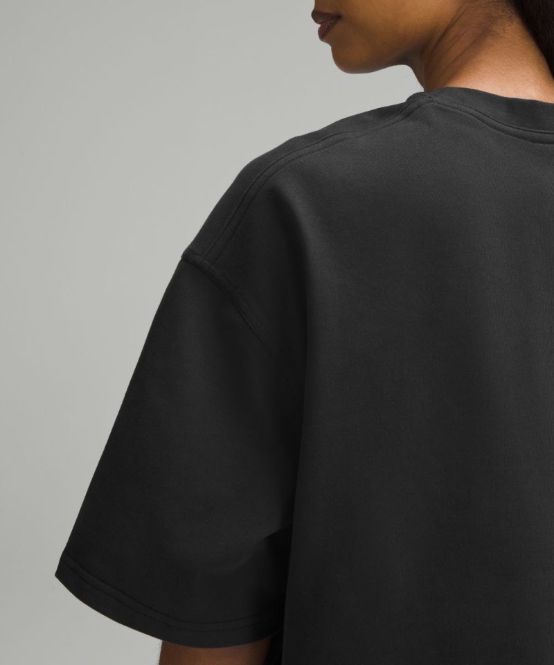 Lululemon Brushed Heavyweight Cotton Cropped Crew T-Shirt Black Online Outlet Sale