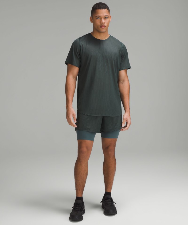 Lululemon lululemon lab Grid Mesh Short-Sleeve Shirt *Graphic Sea Steel Online Outlet Sale