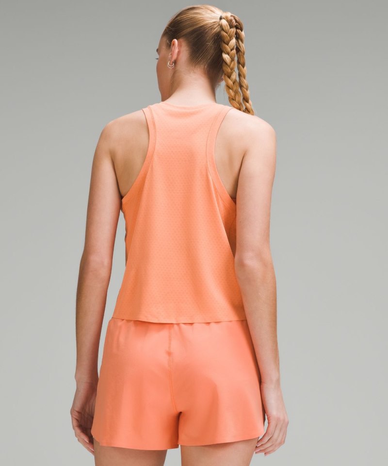Lululemon Fast and Free Race Length Tank Top Coral Kiss Online Outlet Sale
