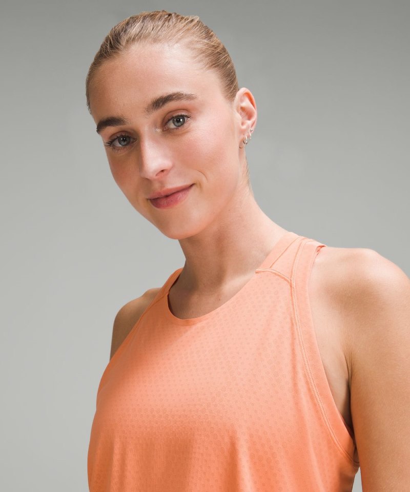 Lululemon Fast and Free Race Length Tank Top Coral Kiss Online Outlet Sale