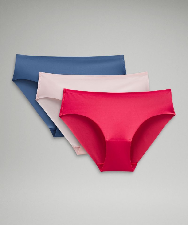 Lululemon InvisiWear Mid-Rise Bikini Underwear *3 Pack Oasis Blue / Strawberry Milkshake / Glaze Pink Online Outlet Sale