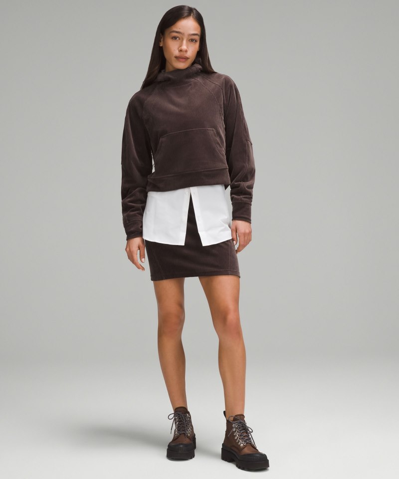 Lululemon Scuba Mid-Rise Mini Skirt *Velvet Cord Espresso Online Outlet Sale