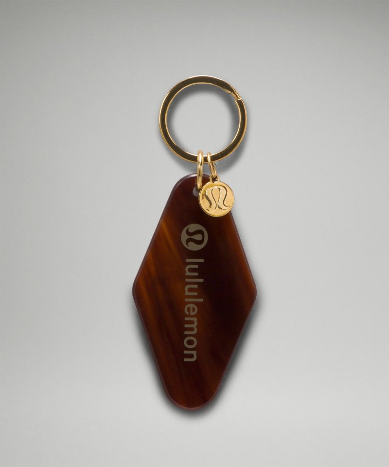 Lululemon Diamond-Shaped Hotel Keychain Black / Roasted Brown / Gold Online Outlet Sale