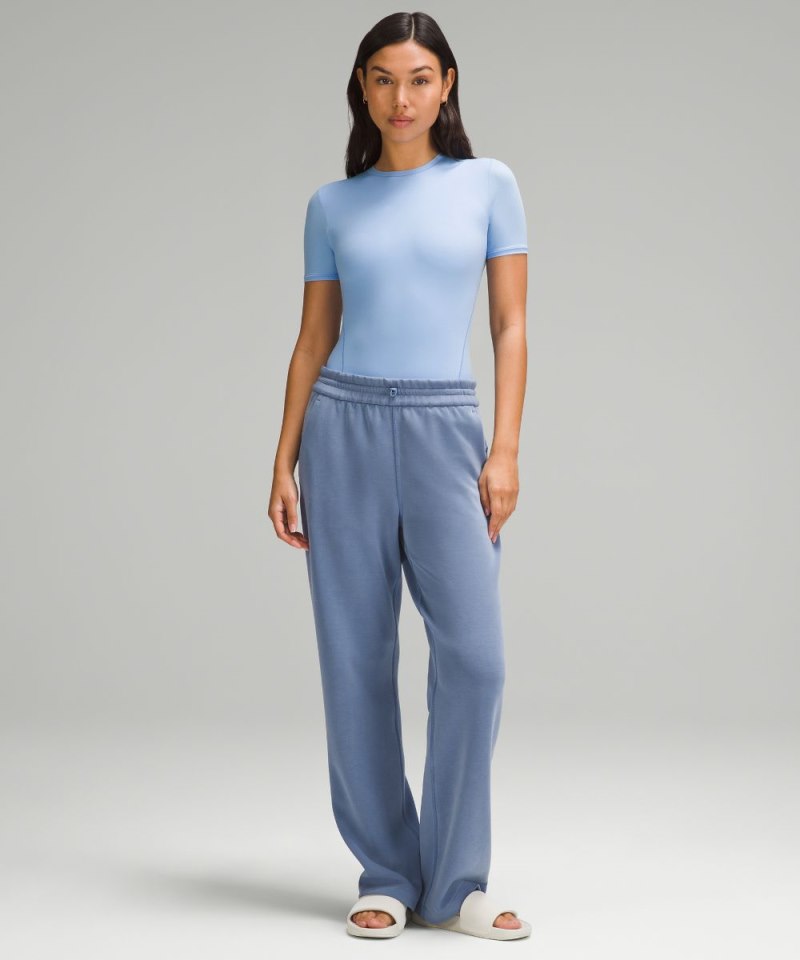Lululemon Wundermost Ultra-Soft Nulu Short-Sleeve Crew Thong Bodysuit Sinatra Blue Online Outlet Sale