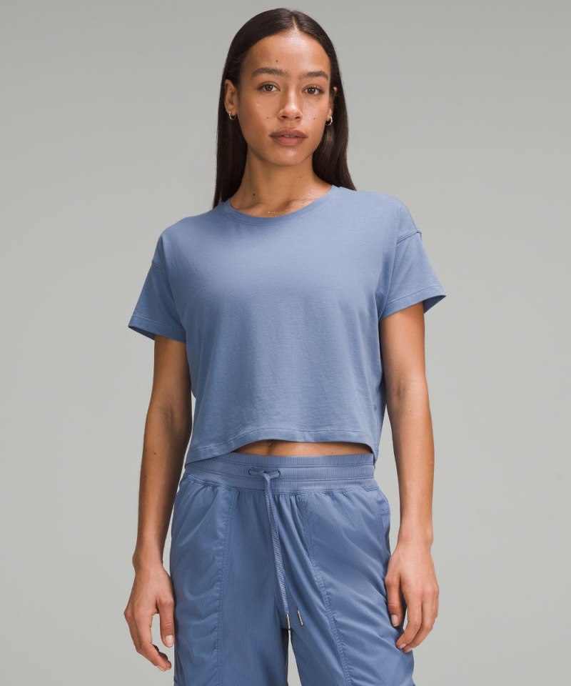 Lululemon Cates Cropped T-Shirt Oasis Blue Online Outlet Sale