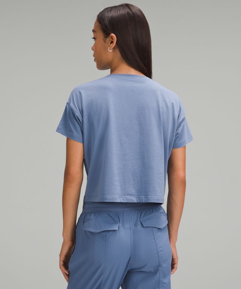Lululemon Cates Cropped T-Shirt Oasis Blue Online Outlet Sale