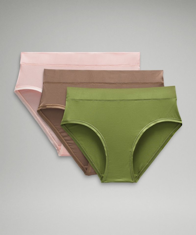 Lululemon UnderEase High-Rise Bikini Underwear *3 Pack Strawberry Milkshake / Taupetastic / Herbaceous Green Online Outlet Sale