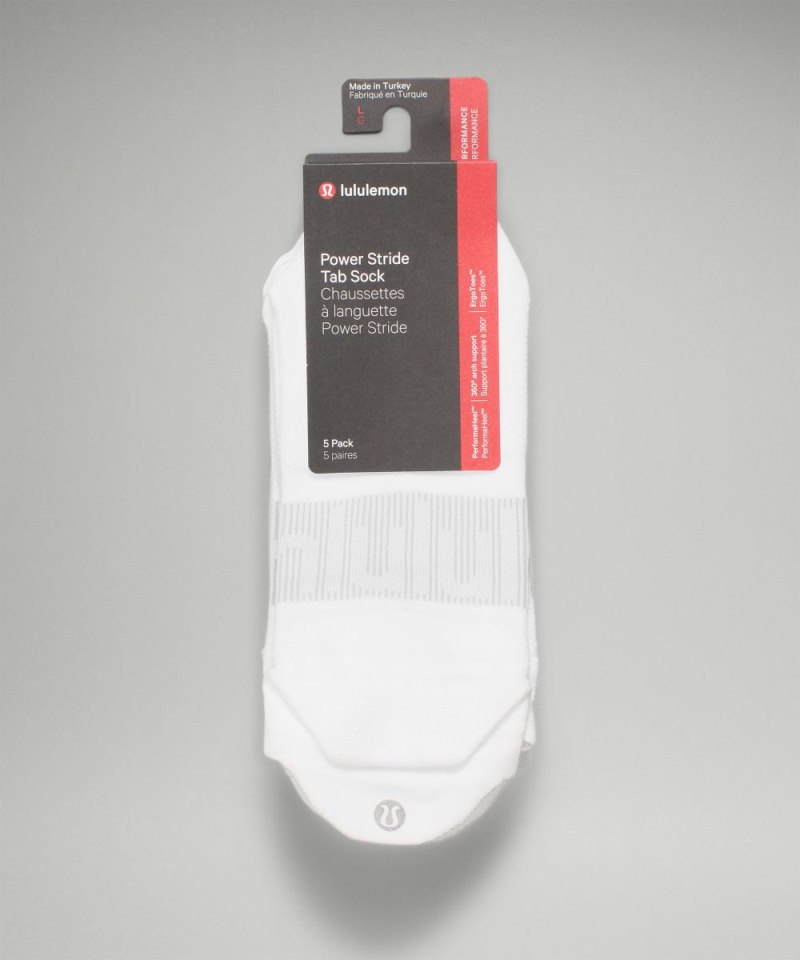 Lululemon Men's Power Stride Tab Socks *5 Pack White Online Outlet Sale