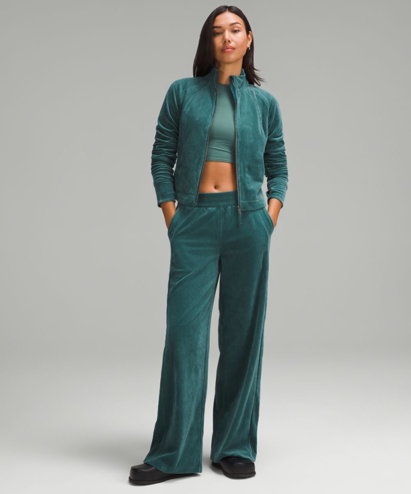 Lululemon Scuba Mid-Rise Wide-Leg Pant *Velvet Cord Storm Teal Online Outlet Sale