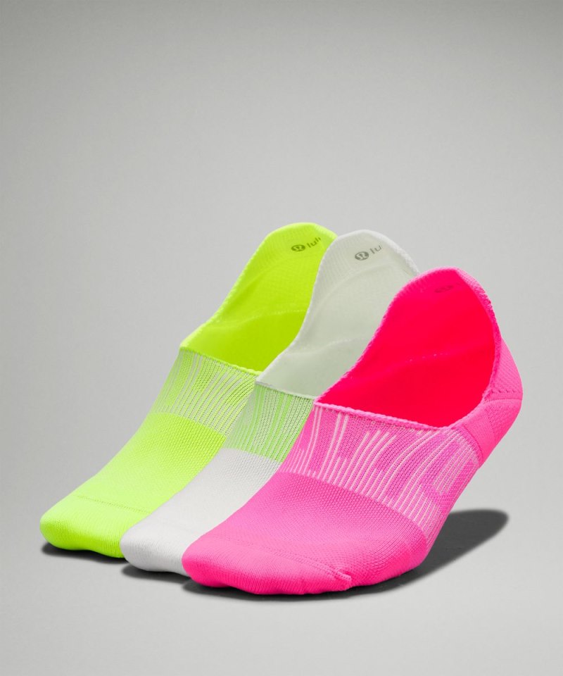Lululemon Women's Power Stride No-Show Socks with Active Grip *3 Pack Highlight Pink / White / Absinthe / Highlight Yellow Online Outlet Sale