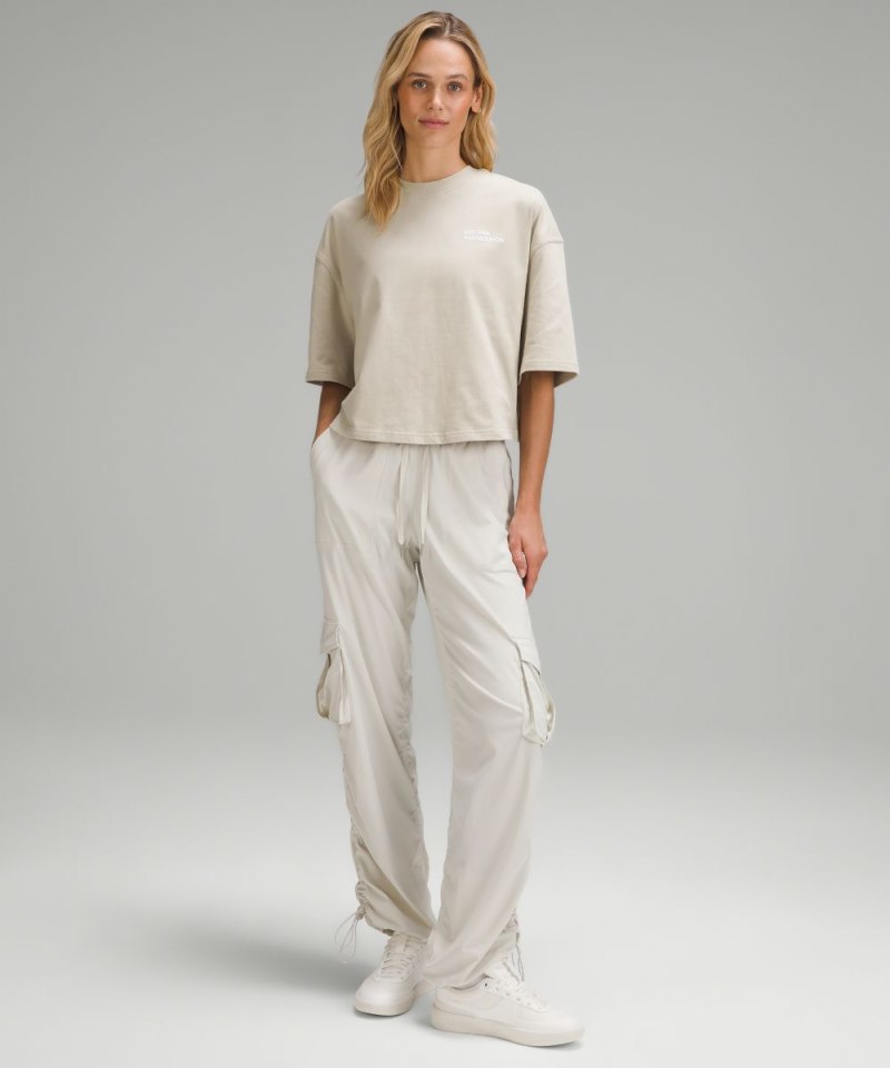 Lululemon Brushed Heavyweight Cotton Cropped Crew T-Shirt Mojave Tan Online Outlet Sale