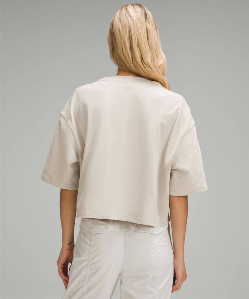 Lululemon Brushed Heavyweight Cotton Cropped Crew T-Shirt Mojave Tan Online Outlet Sale