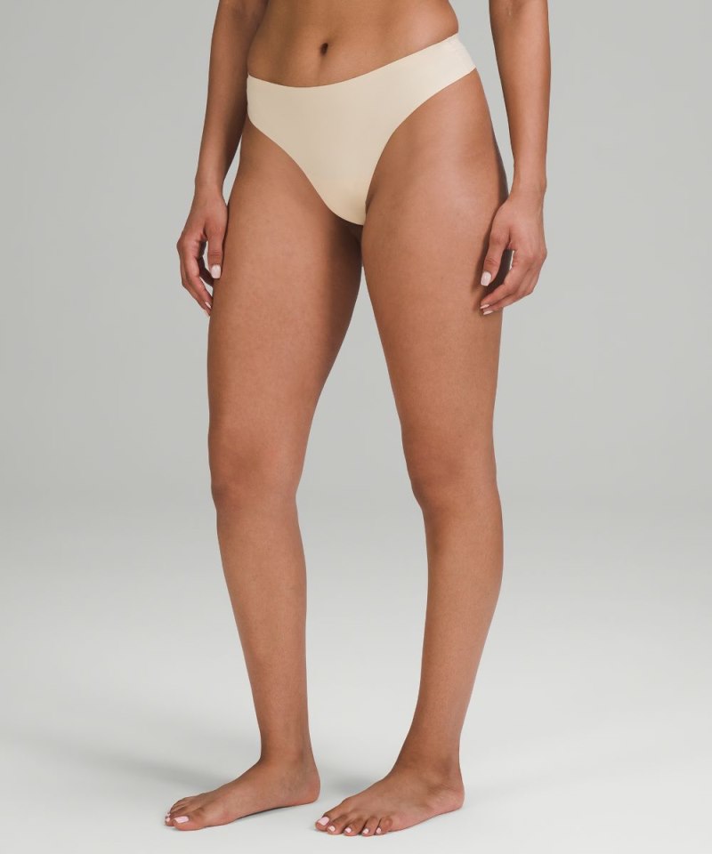 Lululemon InvisiWear Mid-Rise Thong Underwear Pale Linen Online Outlet Sale