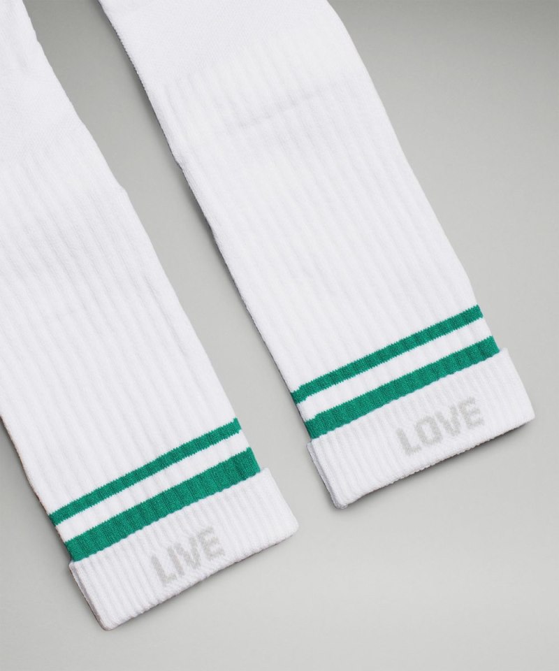 Lululemon Men's Daily Stride Ribbed Comfort Crew Socks *Stripe White / Cascadia Green Online Outlet Sale