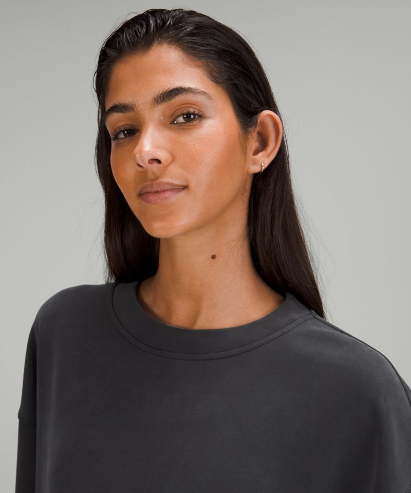 Lululemon Softstreme Perfectly Oversized Cropped Crew Black Online Outlet Sale