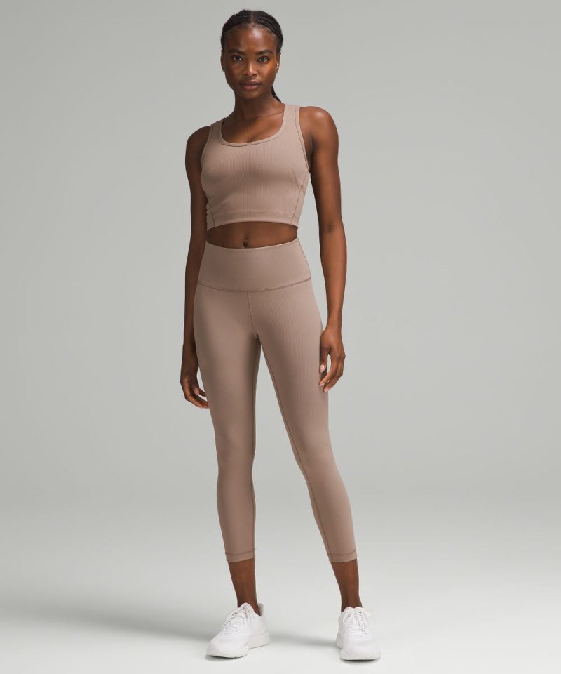 Lululemon Wunder Train High-Rise Ribbed Crop 23" Taupetastic Online Outlet Sale