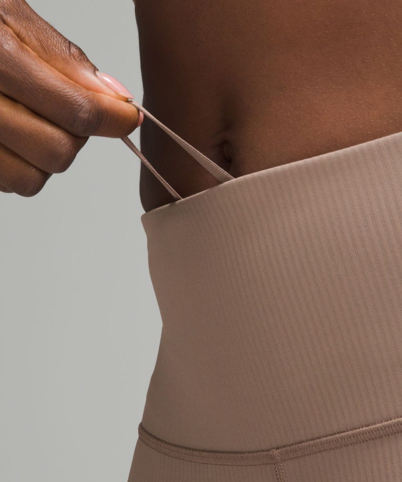 Lululemon Wunder Train High-Rise Ribbed Crop 23" Taupetastic Online Outlet Sale