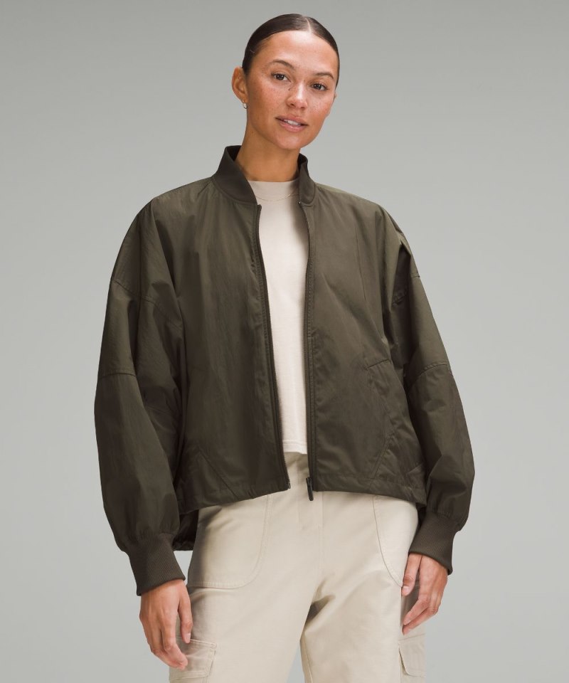 Lululemon Lightweight Hem-Cinch Bomber Jacket Dark Olive Online Outlet Sale