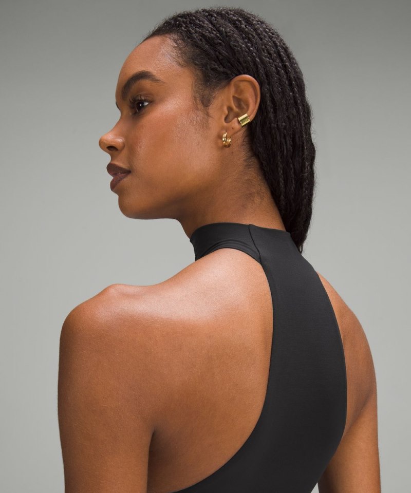 Lululemon Wundermost Ultra-Soft Nulu Mockneck Sleeveless Bodysuit Black Online Outlet Sale