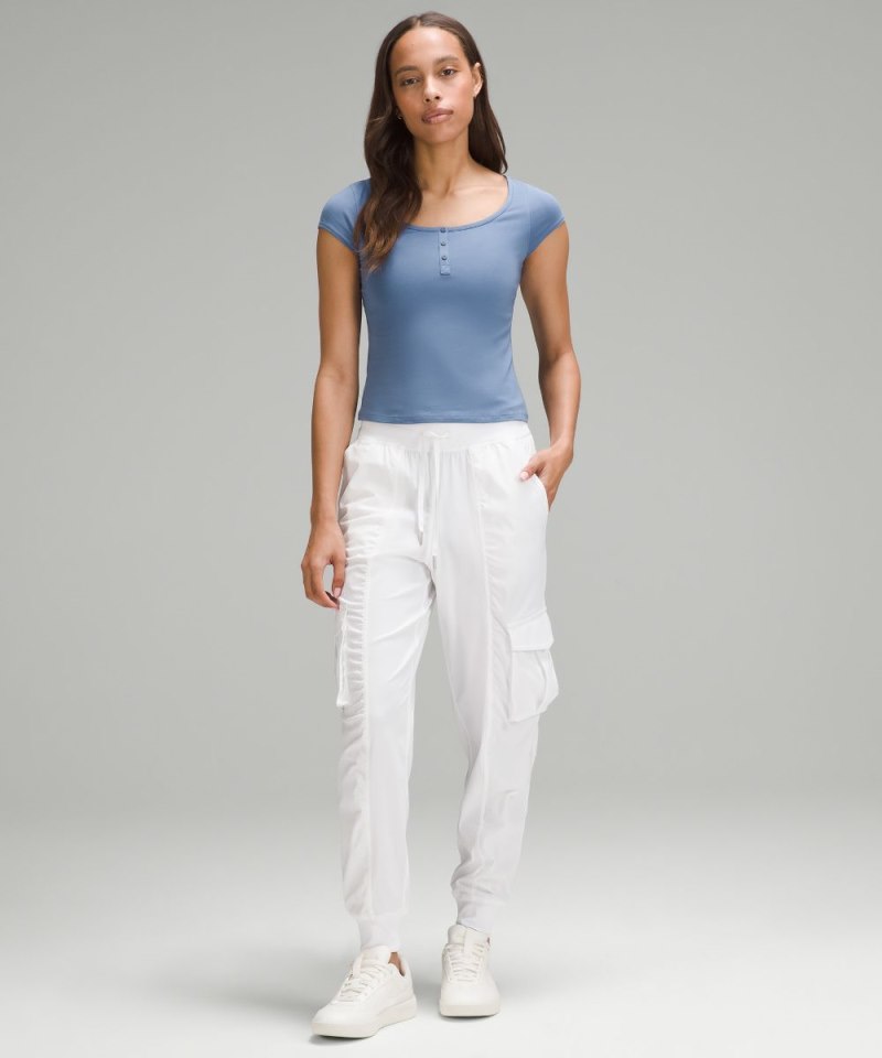 Lululemon Cap-Sleeve Henley T-Shirt Oasis Blue Online Outlet Sale