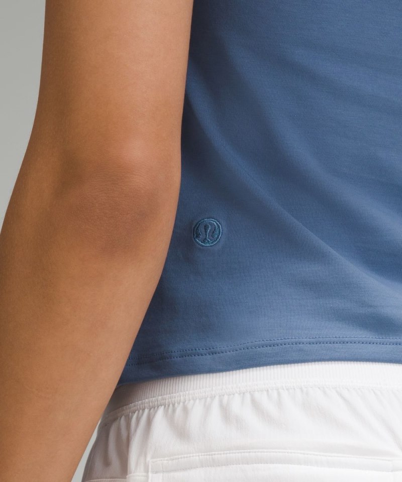Lululemon Cap-Sleeve Henley T-Shirt Oasis Blue Online Outlet Sale