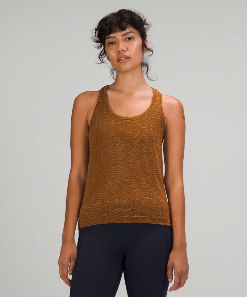 Lululemon Swiftly Tech Racerback Tank Top 2.0 *Race Length Water Surface Copper Brown / Bold Beige Online Outlet Sale