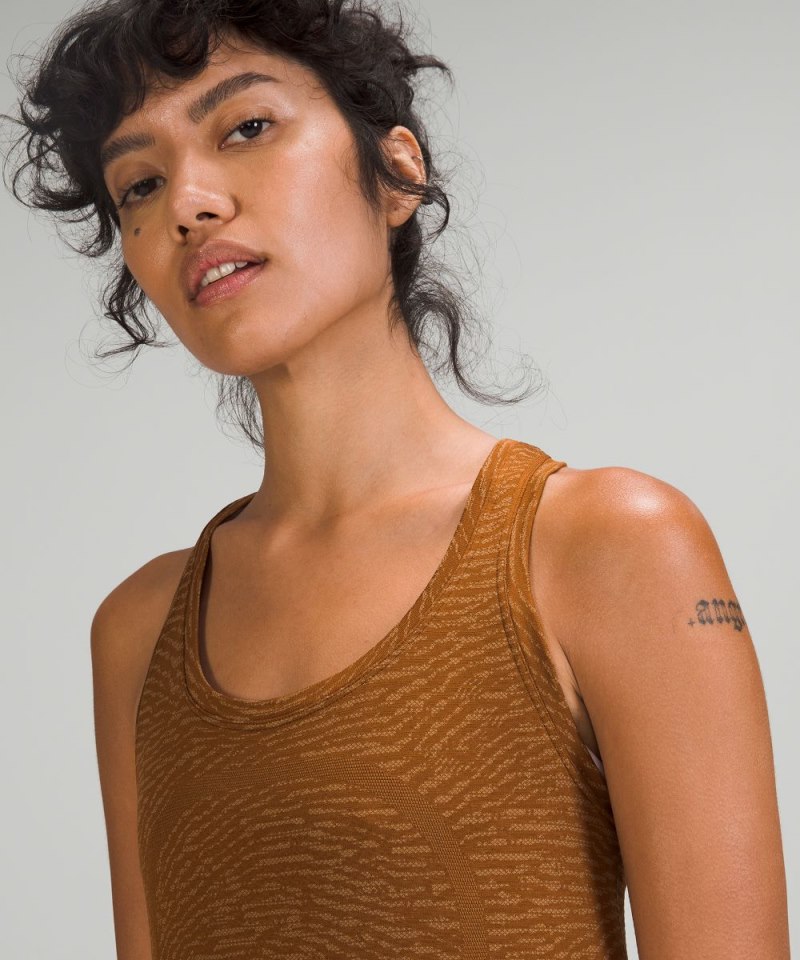 Lululemon Swiftly Tech Racerback Tank Top 2.0 *Race Length Water Surface Copper Brown / Bold Beige Online Outlet Sale