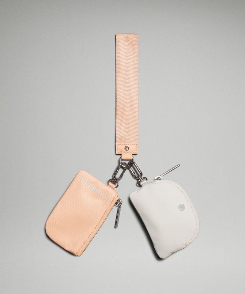 Lululemon Dual Pouch Wristlet Peach Bellini / White Opal Online Outlet Sale