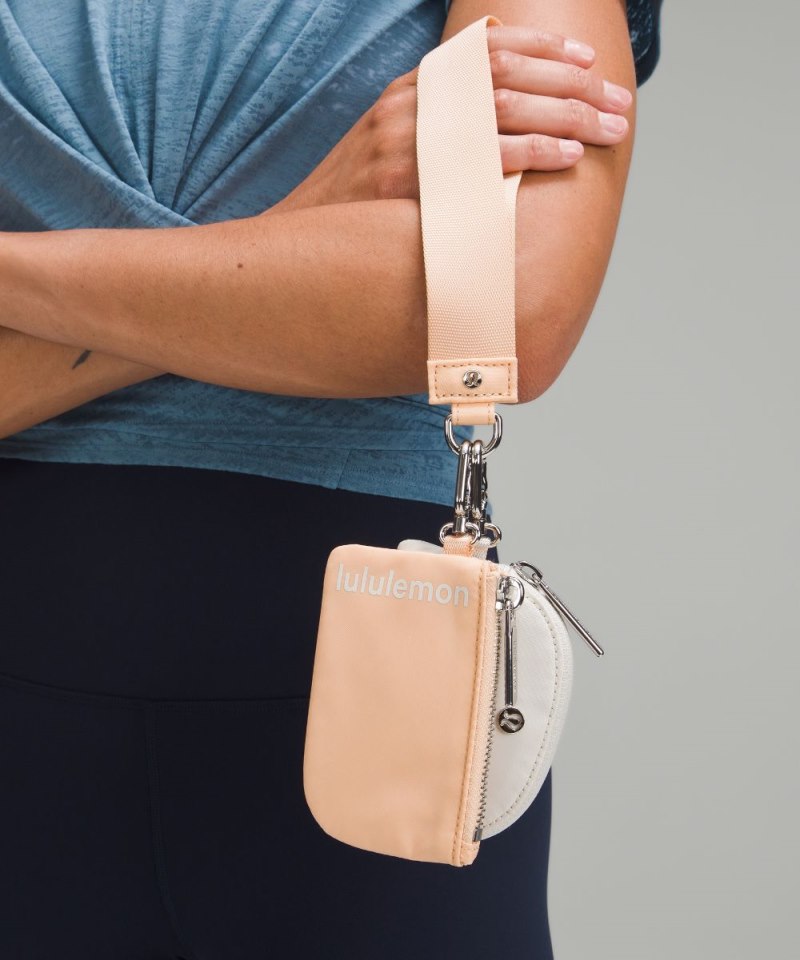 Lululemon Dual Pouch Wristlet Peach Bellini / White Opal Online Outlet Sale