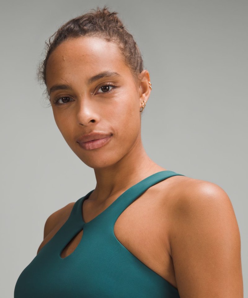 Lululemon SmoothCover Front Cut-Out Yoga Bra *Light Support, A / B Cup Storm Teal Online Outlet Sale