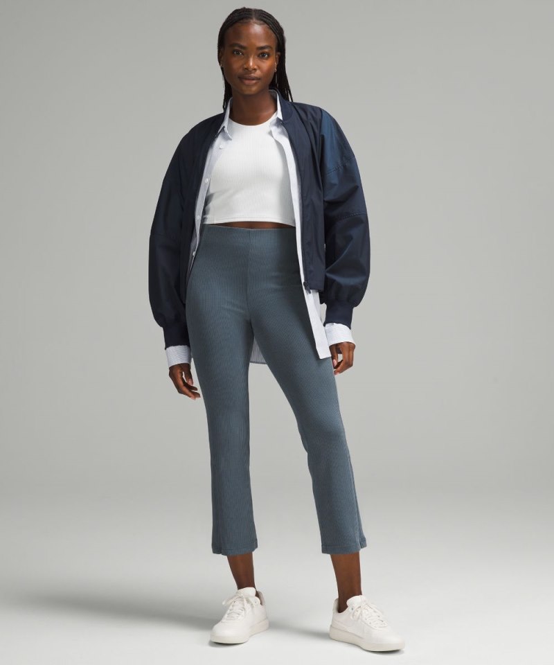 Lululemon Ribbed Softstreme Zip-Leg High-Rise Cropped Pant 25" Iron Blue Online Outlet Sale