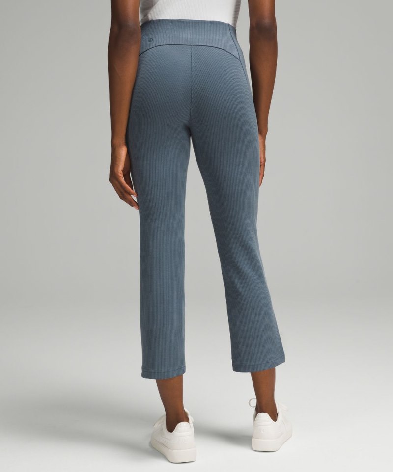 Lululemon Ribbed Softstreme Zip-Leg High-Rise Cropped Pant 25" Iron Blue Online Outlet Sale