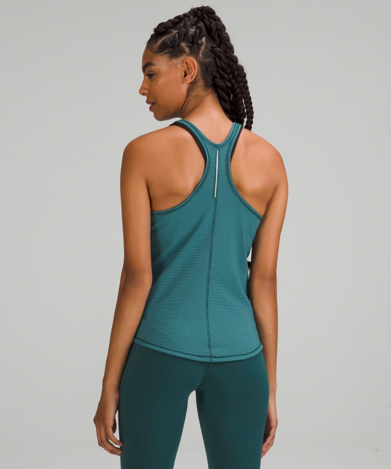 Lululemon Base Pace Two-Toned Ribbed Tank Top Green Jasper / Blue Chill Online Outlet Sale