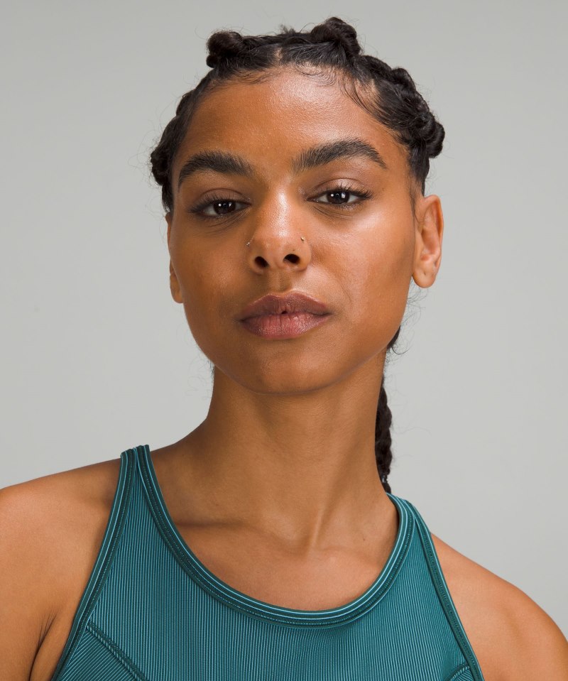 Lululemon Base Pace Two-Toned Ribbed Tank Top Green Jasper / Blue Chill Online Outlet Sale