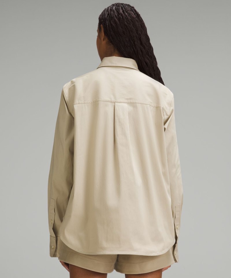 Lululemon Cotton-Blend Poplin Button-Down Shirt Compass Khaki Online Outlet Sale